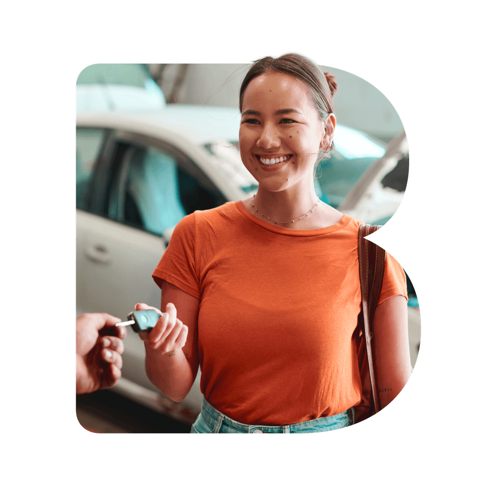 Customer receiving car keys