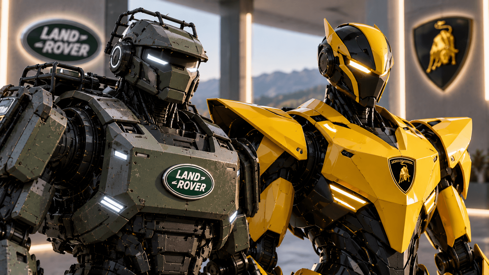 Two robots made by car manufacturers