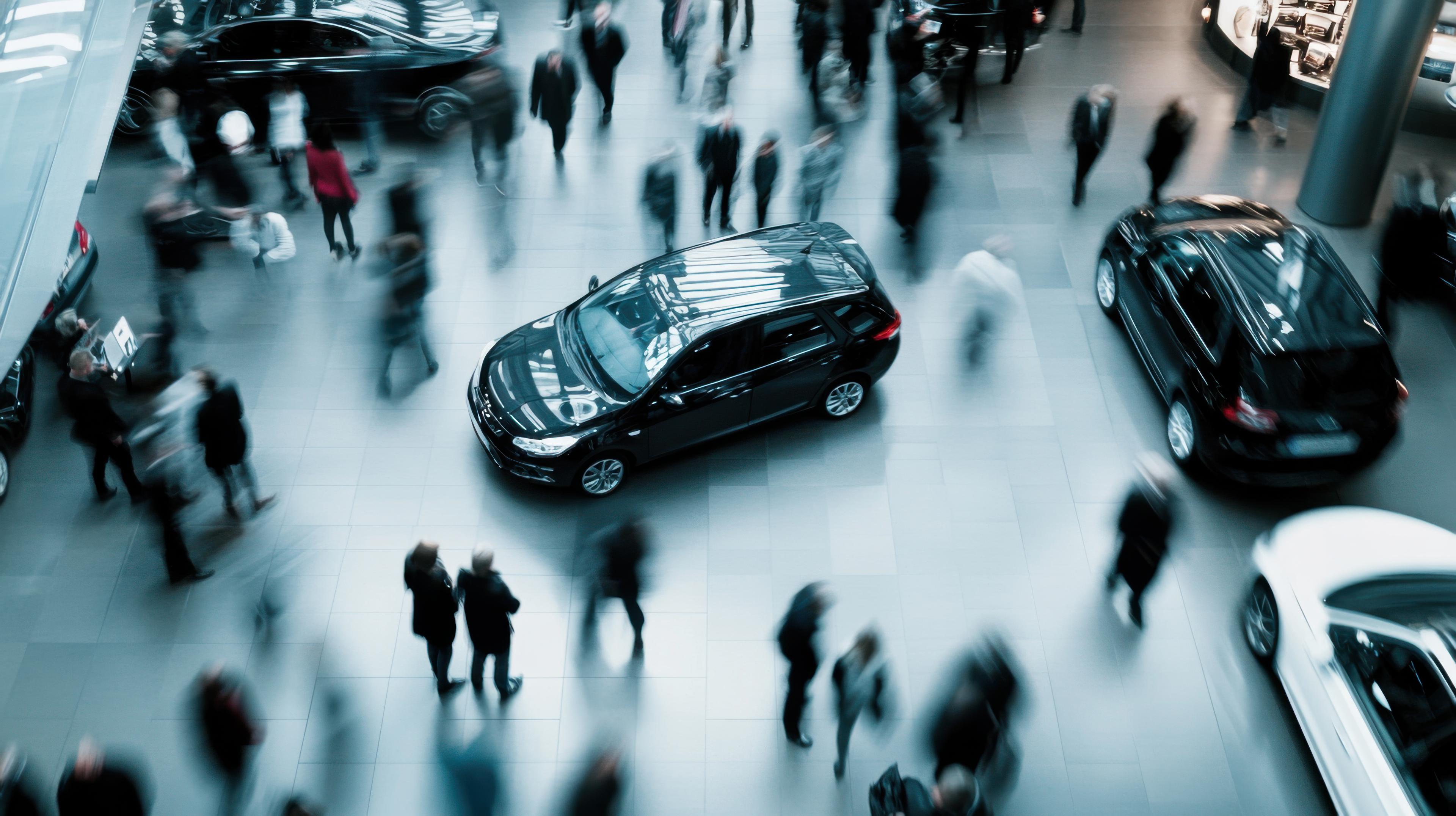 Zona de intercambio de vehículos con mucho tráfico de clientes y personal muy ocupado