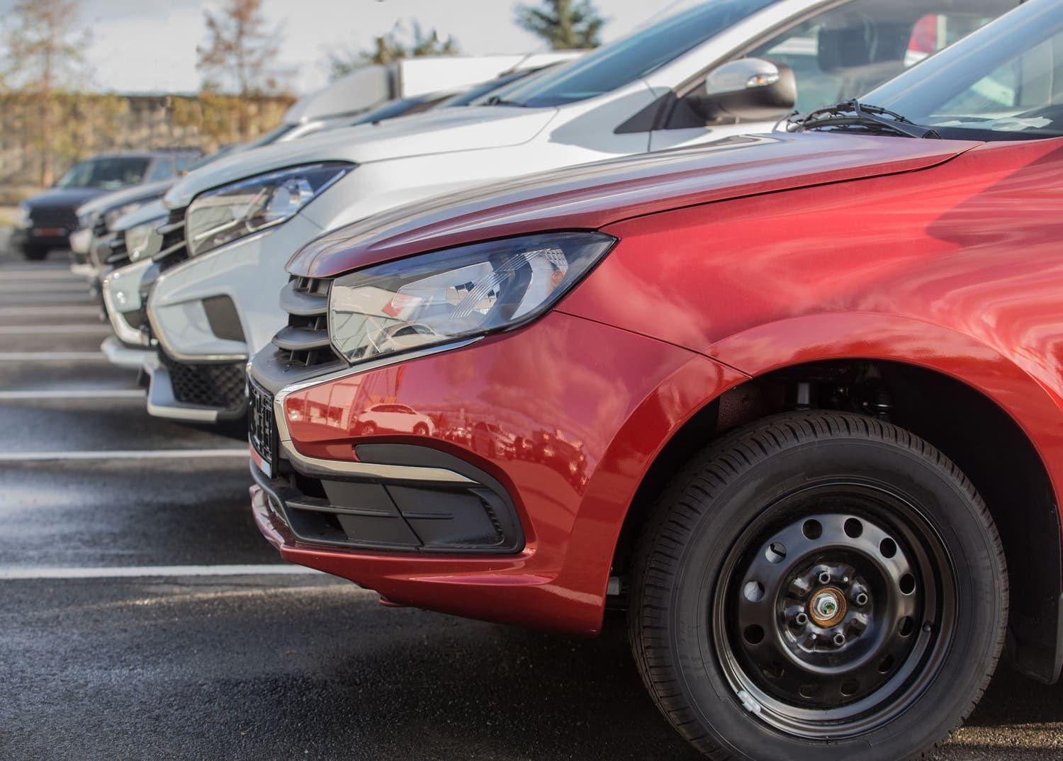 Cars lined up in a row